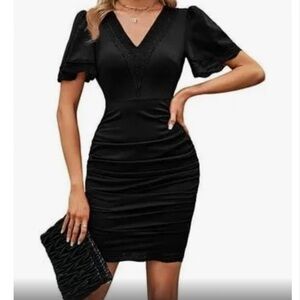 NWT Missky Black Lace Bodycon Dress, Medium